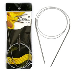 Спицы круговые для вязания на тросиках Maxwell Black 80 см арт.#12 2,5мм