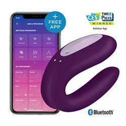 Вибромассажер  для пар Satisfyer "Double Joy" с приложением фиолетовый