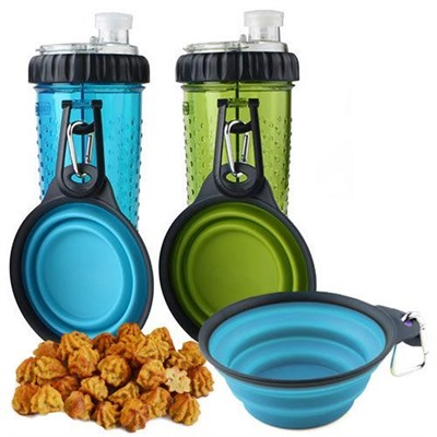 SNACK-DUO PET BOTTLE -Двухкамерная бутылка для еды и воды с силиконовой чашкой