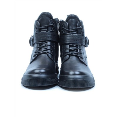 01-CYL67-1 BLACK Ботинки демисезонные женские (натуральная кожа, байка)