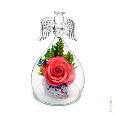 Композиция "Ангел" из натуральных роз (арт. OaSRp) в подарочной упаковке