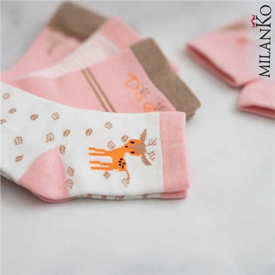 Детские хлопковые носки с рисунком "оленята" MilanKo IN-165
