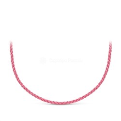 Шнурок текстильный плетеный с элементами из родированного серебра (розовый) 925 пробы Ш-01р-1
