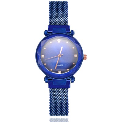 1H0008-3 Наручные часы со стразами, цвет синий