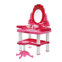 Игровой набор «Модница», столик с зеркалом, стульчик, волшебная палочка, фен, аксессуары, со светом и звуком, высота 72 см, работает от батареек