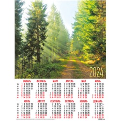 Календари листовые 10 штук A2 2024 Природа. Лесная дорога 31022
