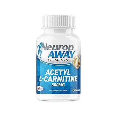 NeuropAWAY Elements Acetyl L-Carnitine 500mg 60ct Acid Resistant Capsules (60 500mg Capsules Per Bottle) Veggie Caps Third Party Tested Made in USA