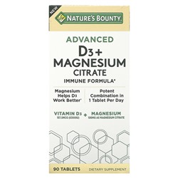 Nature's Bounty Advanced D3 + Magnesium Citrate, 90 Tablets