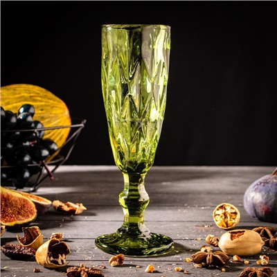 Бокал из стекла для шампанского Magistro «Круиз», 160 мл, 7×20 см, цвет зелёный