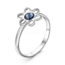 Кольцо из серебра с кристаллом премиум Австрия цв. Синий родированное 925 пробы рк-141052р
