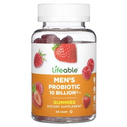 Lifeable Мужские пробиотические жевательные конфеты, Натуральные ягоды, 10 миллиардов, 60 жевательных конфет - Lifeable