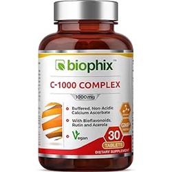 biophix Vitamin C-1000 mg 30 Tablets Complex - Vegan with Calcium Citrus Bioflavonoids Acerola Rutin - Supports Immune Health
