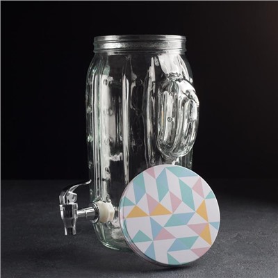 Диспенсер для напитков стеклянный «Тропики», 4 л, 21×22×29 см, цвет прозрачный
