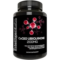 Intelligent Labs CoQ10 Ubiquinone 200mg Softgels | Coenzyme Q10 with MCT Oil for Max Absorption | Soy, Sugar, Gluten, and GMO-Free | 120 Servings | 4 Months Supply