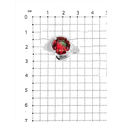 Кольцо из серебра с плавленым кварцем цвета арбузный турмалин родированное 925 пробы Ка-008р252/05