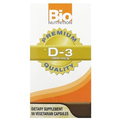 Bio Nutrition D-3, 300 мкг, 50 вегетарианских капсул
