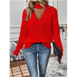 SHEIN Frenchy Damen Choker Hals Drop Schulter Pullover