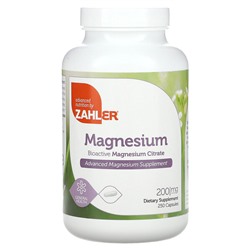 Zahler Магний, Биоактивный Цитрат Магния - 200 мг - 250 капсул - Zahler
