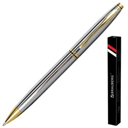 Ручка подарочная шариковая BRAUBERG "De Luxe Silver", корпус серебристый, узел 1 мм, 141414