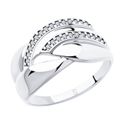 Кольцо из серебра с фианитами, 94012919