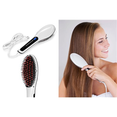 Расческа-выпрямитель "FAST HAIR STRAIGHTENER" HQT-906 White