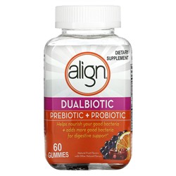 Align Dualbiotic, Пребиотик + Пробиотик, натуральные фрукты, 60 жевательных конфет