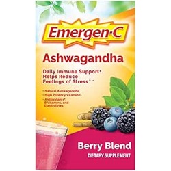 Emergen-C Vitamin C Ashwagandha Drink Mix, Dietary Supplement for Immune Support, Berry Blend - 18 Count