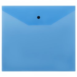 Папка-конверт на кнопке СТАММ А5+, 120мкм, пластик, прозрачная, синяя ММ-30690