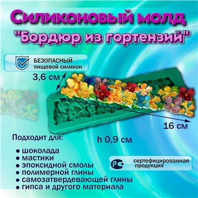 Силиконовый молд Бордюр из гортензий