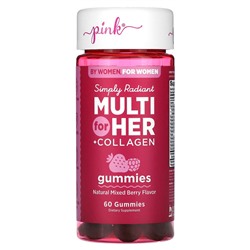 Pink Мультивитамин для женщин + Коллаген, Микс Ягод - 60 жевательных конфет - Pink