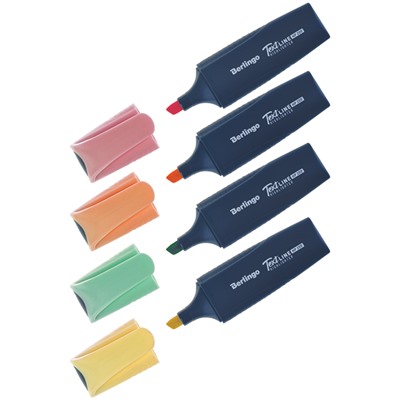 Текстовыделители набор 4 цвета, пастельные цвета, Berlingo 1-5мм, ПВХ уп., европодвес T5020