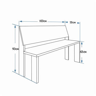 Скамья"Ретро"100х84х40см брашированная и морёная, под старину