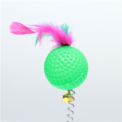 Дразнилка "Рифлёный шар с перьями на присоске", шар 3,8 см, зелёный