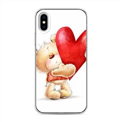 Силиконовый чехол Мишка с сердцем 4 на iPhone X (10)