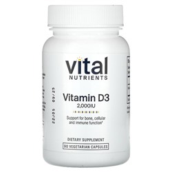 Vital Nutrients Витамин D3, 2000 МЕ, 90 вегетарианских капсул