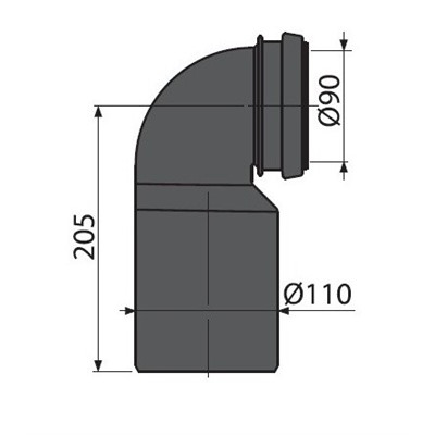 Колено 90° СТОКА для инст. DN90/110  АлкаПласт (20/1шт)