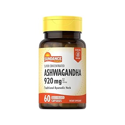 Sundance Ashwagandha Root 920mg | 60 Quick Release Capsules | Super Concentrated | Traditional Ayurvedic Herb | Non-GMO, Gluten Free Supplement