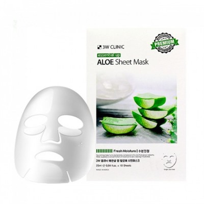 3W Clinic Aloe Essential UP Sheet Mask Тканевая маска для лица