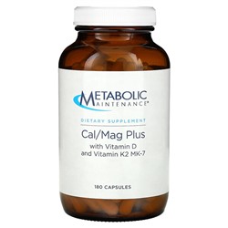 Metabolic Maintenance Cal/Mag Plus с витамином D и витамином K2 MK-7, 180 капсул