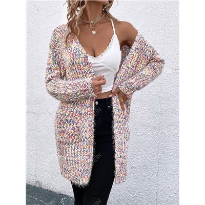 SHEIN LUNE Cardigan mit Melierter Strick offener Front