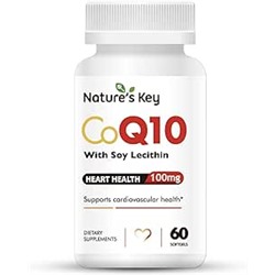 Nature's Key CoQ10 200mg Softgels - 3X Better Absorbtion Water Soluble Coenzyme Q10 for Heart Health with 50mg Soy Lecithin - 1 Month Supply(60 Counts)