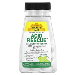 Country Life Acid Rescue, Карбонат кальция, мята, 1000 мг, 60 жевательных таблеток (500 мг на таблетку)