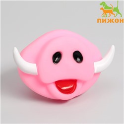 Игрушка пищащая "Мордочка кабана" для собак, 9 см, розовая