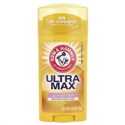 Arm & Hammer, UltraMax, твердый дезодорант-антиперспирант для женщин, свежий пудровый аромат, 73 г (2,6 унции)