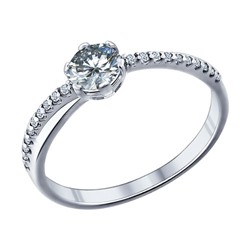 Помолвочное кольцо из серебра с фианитами, 89010002