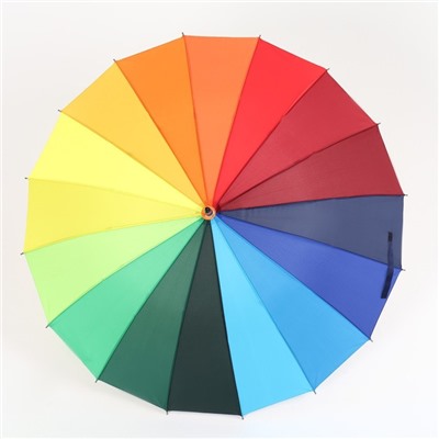 Зонт - трость полуавтоматический «Радуга», эпонж, 16 спиц, R = 48 см, разноцветный