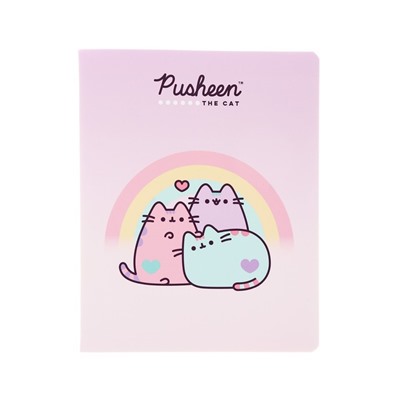 Тетрадь 48 листов в клетку Pusheen, обложка мелованный картон, ламинация софт тач, блок офсет, МИКС