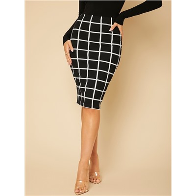 SHEIN Tall Figurbetonter Rock mit Plaid Muster