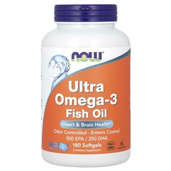 NOW Foods, Ultra Omega-3, рыбий жир с омега-3, 180 капсул