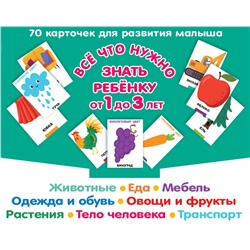 Все, что нужно знать ребенку от 1 до 3 лет. Растения, Животные, Еда, Мебель, Одежда и обувь, Овощи в фрукты, Тело человека, Транспорт